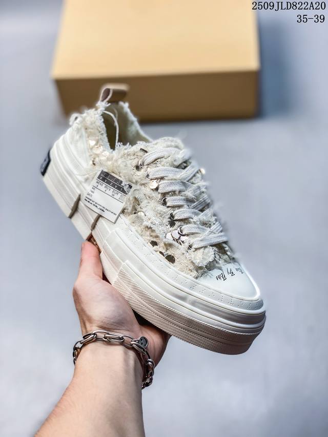 真标Xvessel party pand 百搭时尚 吴建豪 防滑耐磨 低帮 板鞋 重工解构厚底软木百搭乞丐风增高板鞋古法手工艺与皮鞋工艺完美结合制造 世界上第一