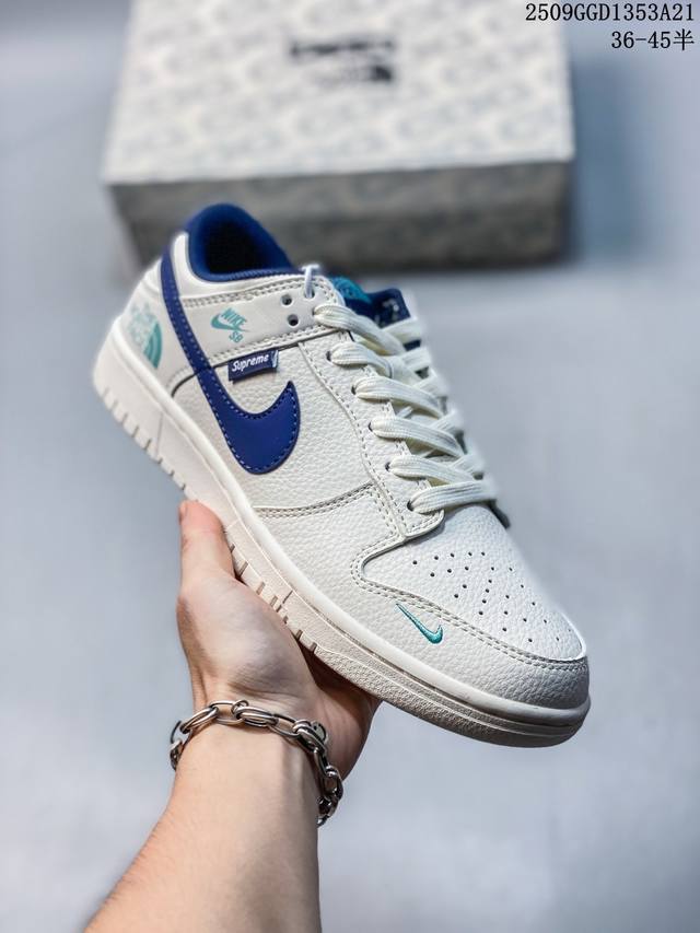 290 海外爆款限量发售！Nike Sb Dunk Low“ 斯图西联名 米黑勾金标” 周年高端定制 低帮休闲板鞋 定制鞋盒 大厂纯原品质出货 超高清洁度 皮料