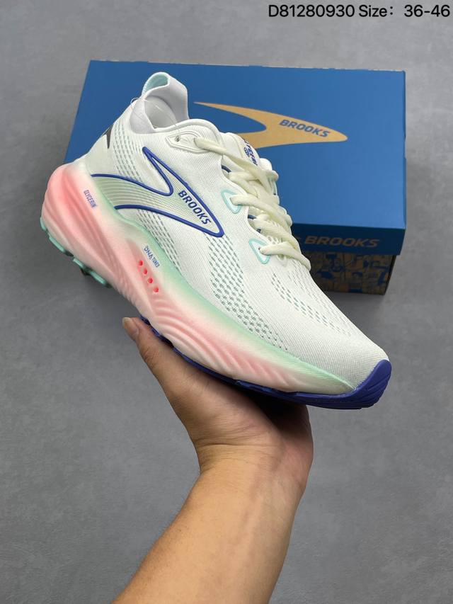 Brooks 布鲁克斯 Glycerin 22 超弹轻盈跑步鞋 低帮透气缓震支撑休闲运动慢跑鞋 采用改进工程空气网眼组合热熔工艺 鞋面材质搭载Dna Loft