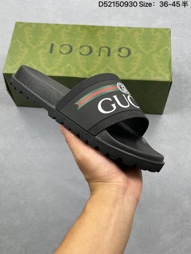 Gucci 古驰官网主推款 3D印花字一厚底拖鞋 经爆典款 正品原版开模 高端复刻 Gucci 20Ss 夏季时潮尚流爆款 毫无念悬的网红单品 时装周街拍出率镜