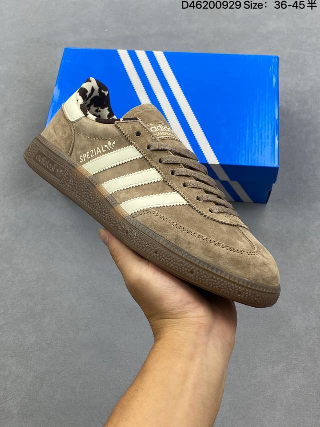 公司级Adidas Handball Spezial 官方正确版本 阿迪达斯经典款 复古休闲板鞋 全鞋采用反毛皮制作 牛筋耐磨大底 承载青春情怀的板鞋 经典三条