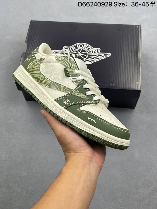 Aj1倒勾Travis Scott X Air Jordan 1 ” Reverse Mocha “ Aj1乔1 Ts 闪电 联名倒钩 低帮文化篮球鞋 完美品质