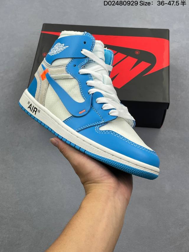 乔丹Off-White X Nike Jordan Air Jordan 1 Retro High Og Unc 耐克 牛皮 联名款 解构 防滑 高帮 复古篮球