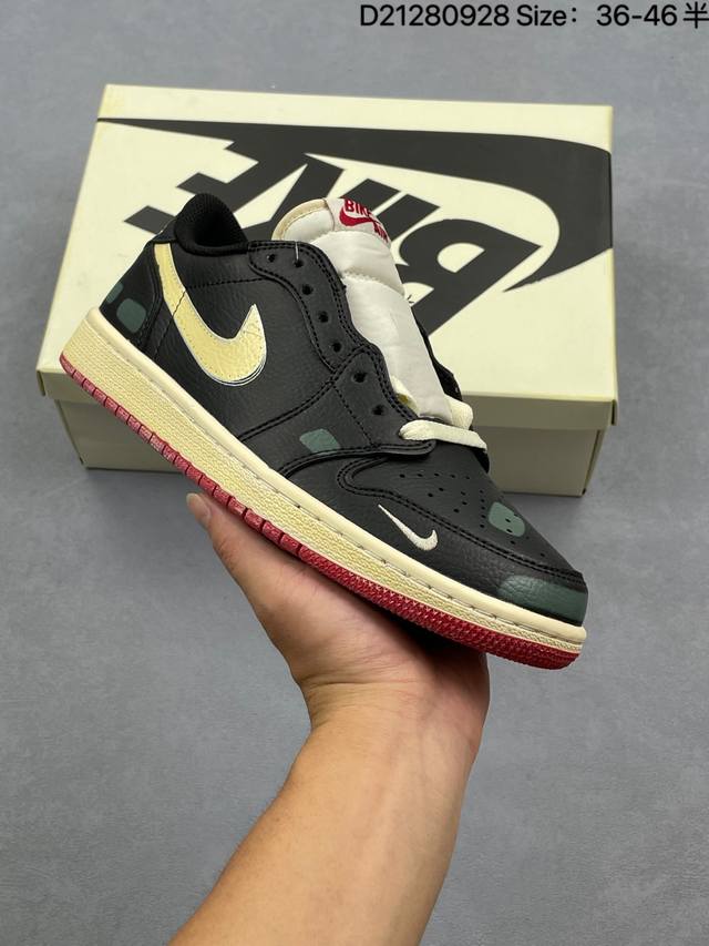 Nigel Sylvester X Air Jordan 1 Low Og ”Nitro“ 低帮 低帮 尿渍 白黑红 Aj1 乔丹1代 Aj1 乔1 低邦 联名