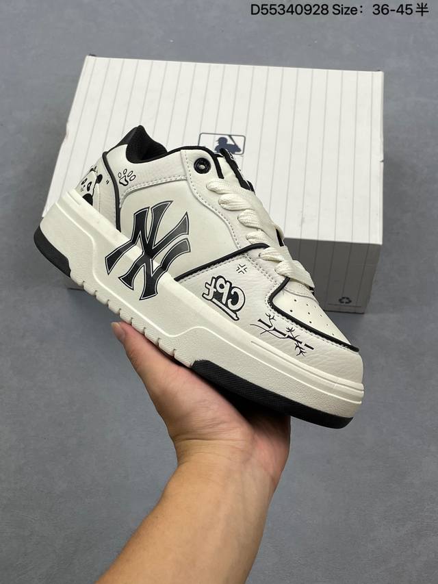 公司级 Mlb Chunky Liner Basic 人气单品学长鞋系列轻量增高厚底百搭休闲运动板鞋，皮革拼接男女轻便胶鞋 高级街头休閒品牌鞋。Mlb Chun