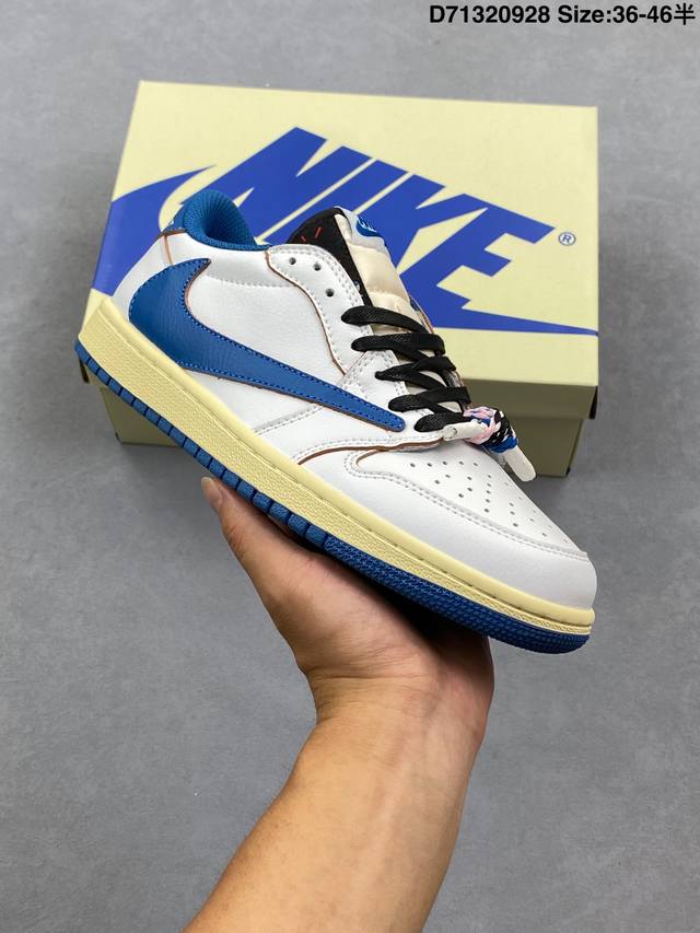 Aj1倒勾Travis Scott X Air Jordan 1 ” Reverse Mocha “ Aj1乔1 Ts 闪电 联名倒钩 低帮文化篮球鞋 完美品质