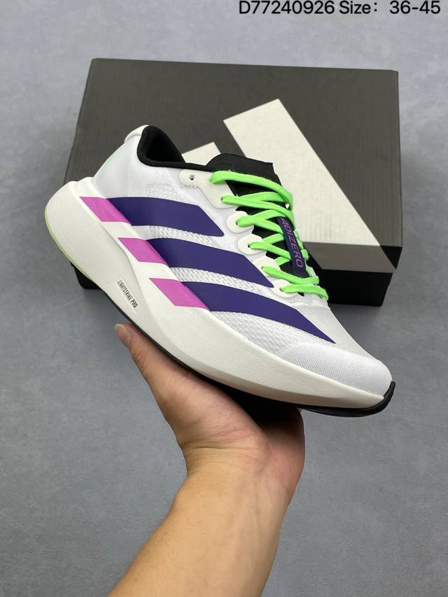 Ad Adizero Evo Sl 轻盈跑鞋耐磨减震专业跑步鞋 冲向目标，一路向前，不断挑战和突破自我 无论是平时训练还是马拉松，让这款Adidas跑步鞋伴你畅