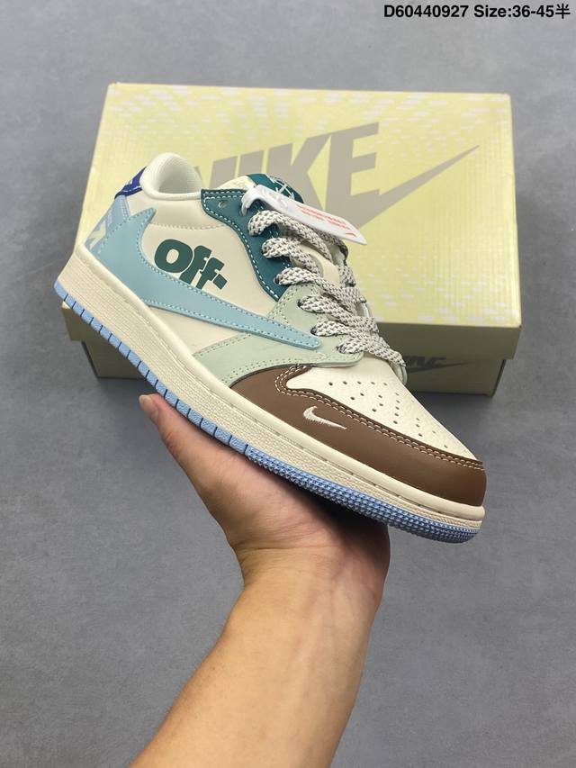 Aj1倒勾Travis Scott X Air Jordan 1 ” Reverse Mocha “ Aj1乔1 Ts 闪电 联名倒钩 低帮文化篮球鞋 货号:H