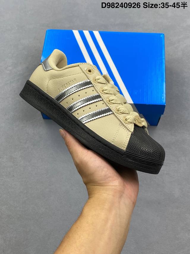 阿迪达斯Adidas三叶草 Originals Superstar”White Black Gold“贝壳头经典百搭休闲运动板鞋“3M反光 货号：Jq6345