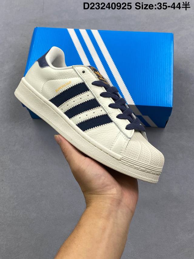 公司级Adidas Originals Superstar 阿迪达斯 三叶草 贝壳头系列低帮经典百搭休闲运动板鞋 货号:Jr6989 尺码:35 36 36.5