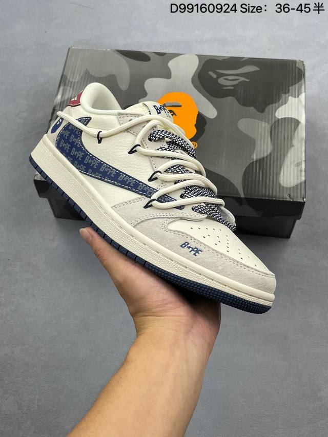 Fragment X Travis Scott X Gucci Air Jordan 1 Low 三方联名倒钩 全新的三方联名低帮倒钩鞋面延续了黑脚趾设计，整双