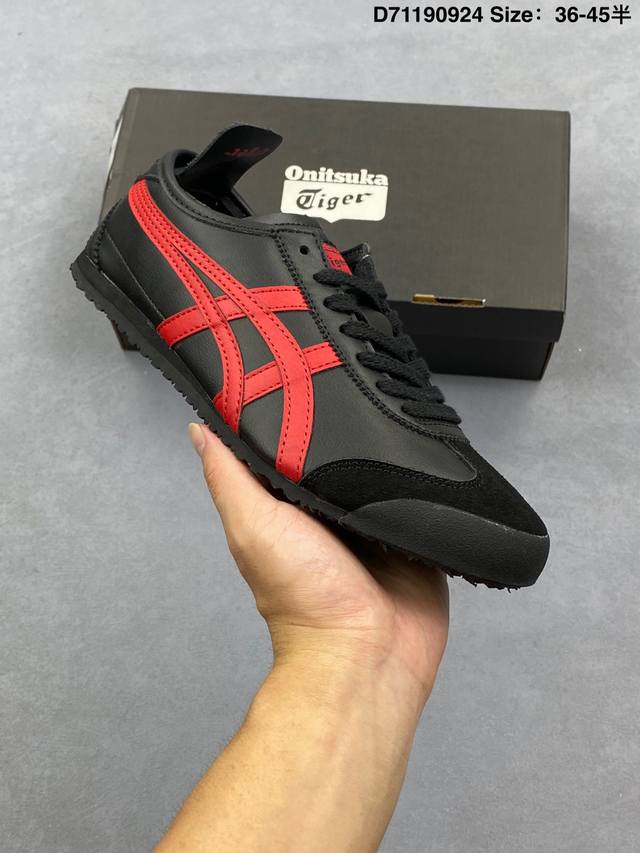 Onitsuka Tiger Mexico 66 阿斯克斯 鬼冢虎 低帮 男女同款 减震支撑低邦运动休闲鞋 这款鞋由皮革制成，具有鞋跟交叉加固设计，可提供更高的