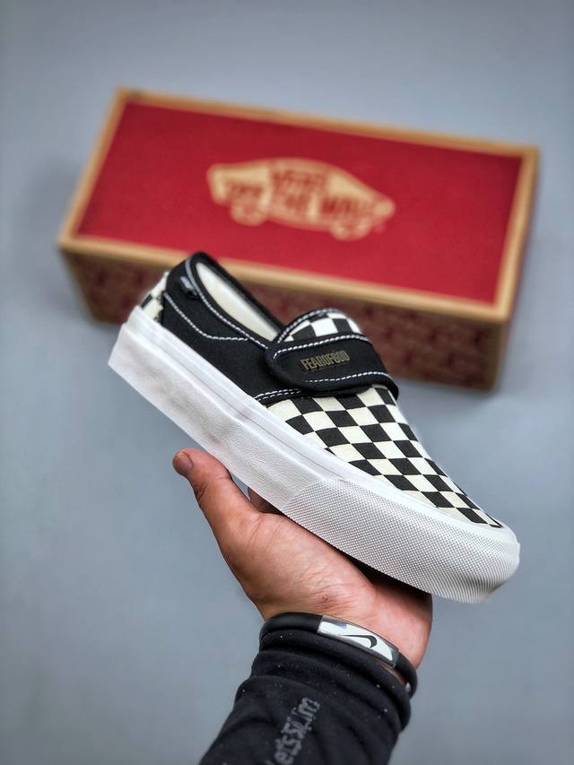 Fear Of Fog X Vans Slip-On 47 V Dx Fog高街黑白懒人魔术贴一脚蹬帆布鞋 货号：Vn0A3J9Fpzr T1S1 尺码：35-