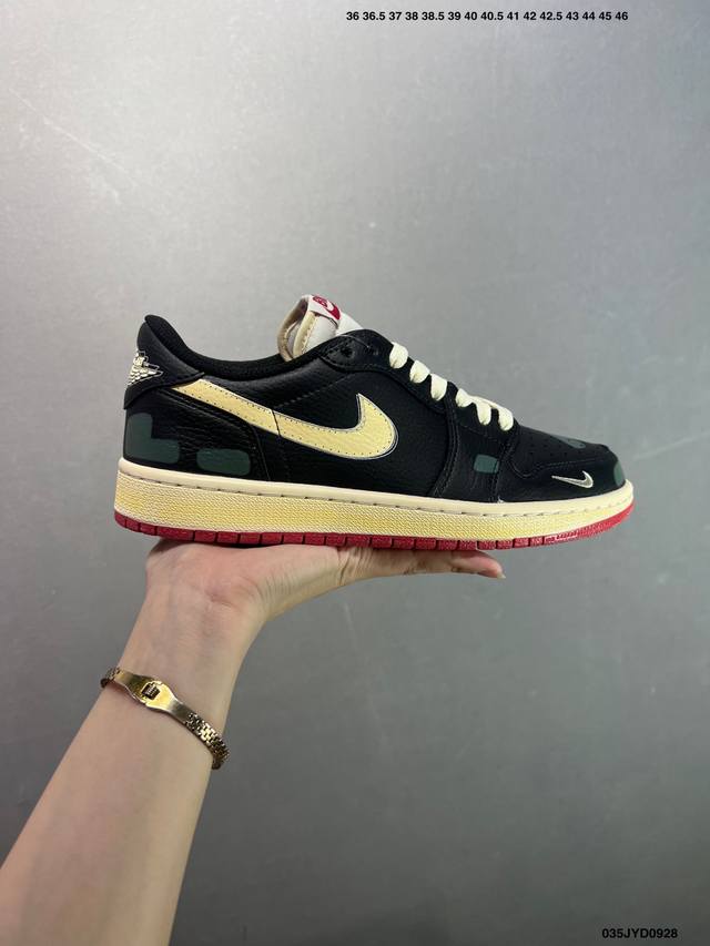 公司级Nike Air Jordan 1 X Travis Scott Aj1倒勾 乔一倒钩 耐克 低帮文化篮球鞋 完美品质出货 细节如图所示 鞋面切割工整 冲