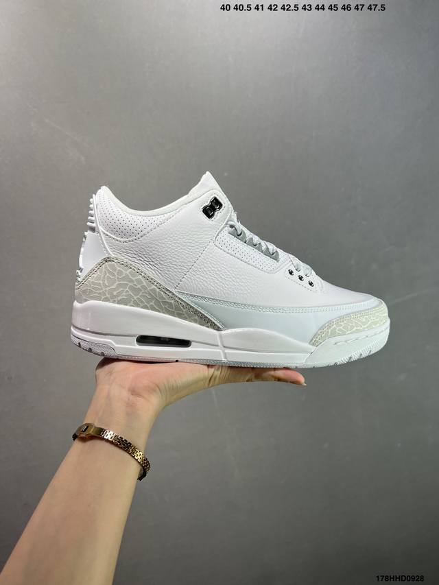 公司级Air Jordan 3 Retro ”Hide And Sneak“ 白灰棕 Aj3 乔丹3代 Aj3 乔3 白灰棕 乔丹篮球鞋系列 该款以白色搭配灰棕