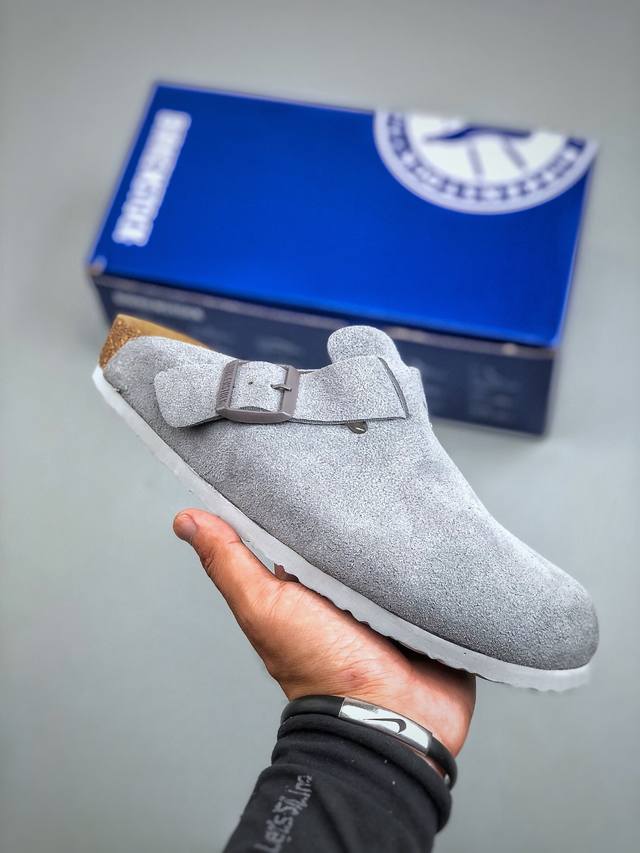 Birkenstock勃肯半拖系列 双杠绑带 克罗心双扣金属扣设计 货号:1020526 尺码：35-45 半