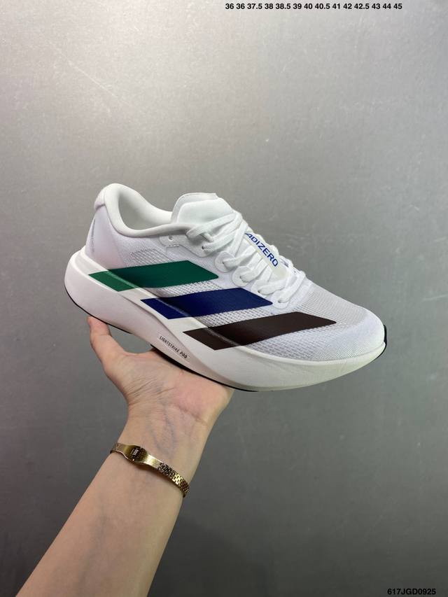 Ad Adizero Evo Sl 马拉松竞速专业跑鞋 Jq2147 Celermesh针织网面非常轻薄 纤维间的缝隙很大 可以保证跑步时的透气、排汗效果 鞋舌