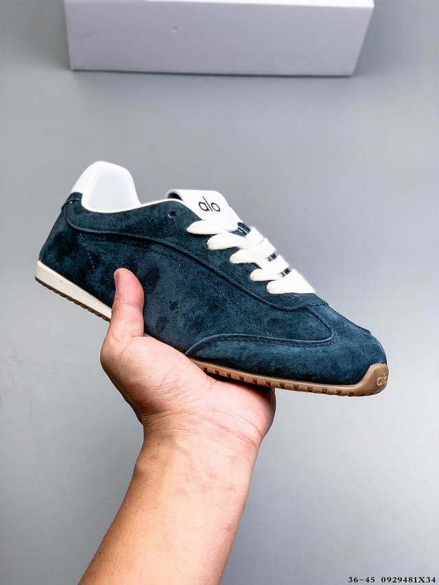 Alo Yoga Sunset真皮休闲德训鞋女款 2025新款超火巨好看阿甘鞋 平底防滑运动鞋 0929481X34