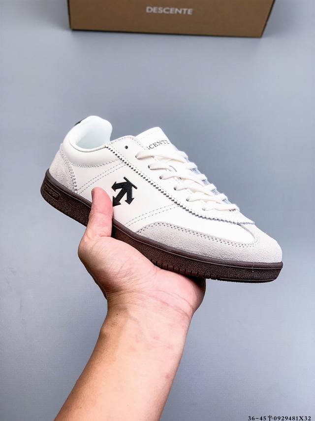 公司级！迪桑特Descente Edge Court Classy 复古轻质 耐磨低帮板鞋 0929481X32