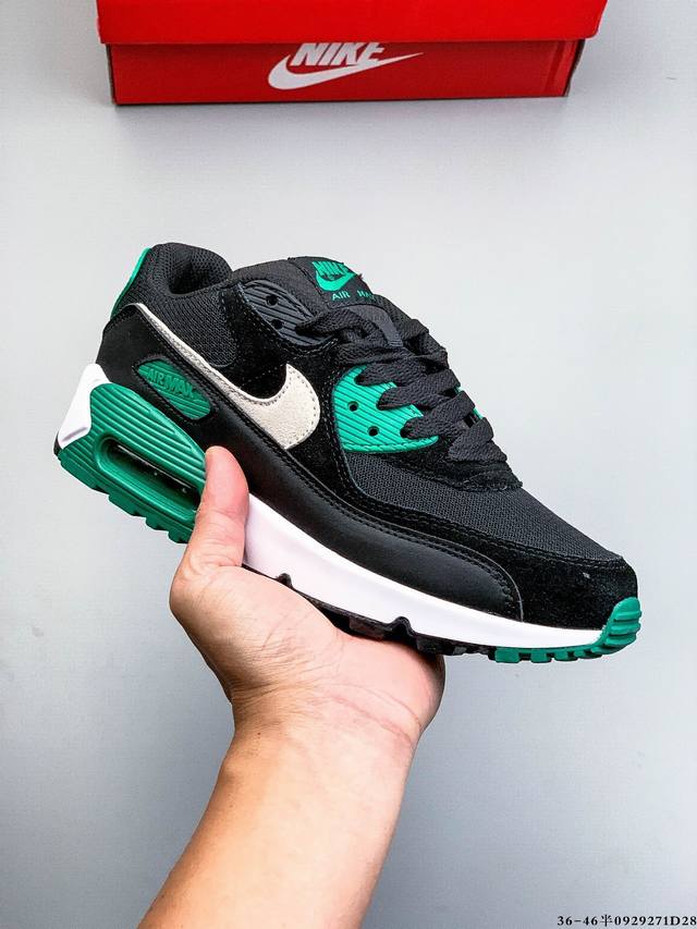 公司级！耐克 Wmns Nike Air Max 90 Oreo 半掌气垫全皮复古运动休闲慢跑鞋 0929271D28