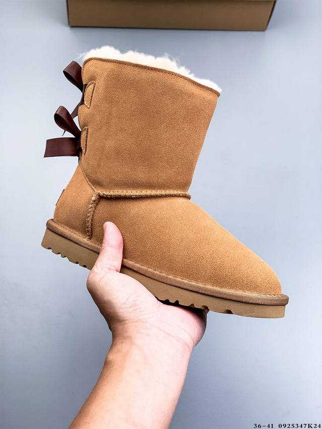 Ugg 蝴蝶结秋冬羊皮毛一体雪地靴 全鞋采用Zp同厂 隆丰A级澳洲进口羊皮毛一体 品牌代工厂p生产线 完全遵循Zp工艺流程 代工厂p原厂版师 0925347K2