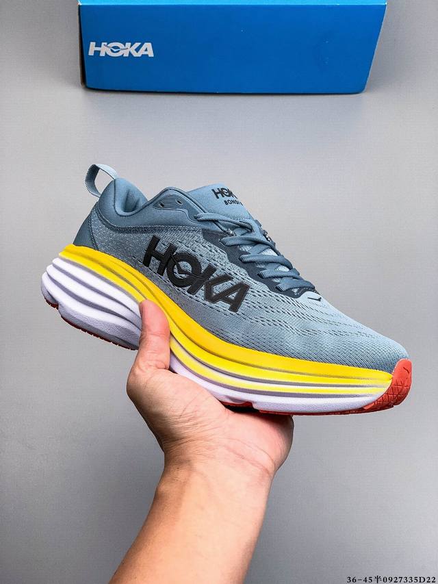 Hoka One One M Bondi 8 低帮跑步鞋 Bondi在本季向前迈出了大胆的一步，采用更柔软、更轻的泡沫和全新，的加长后跟几何形状进行了重新设计。