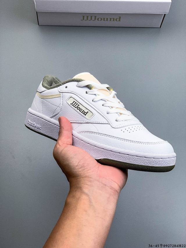 公司级！Reebok锐步 Club C系列 Jjjjound White Qlive 运动舒适 减震耐磨 低帮休闲板鞋 货号:Gx9657 0927284H22