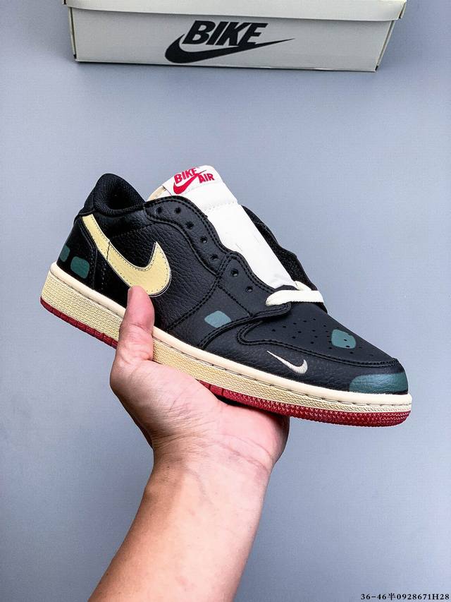 耐克Nike Air Jordan 1 Low Aj1乔1 低帮潮流缓运动休闲板鞋。Aj1 低帮拼接 完美版型真头层牛皮# 内置缓震气垫 原鞋开模 拒绝公底 购