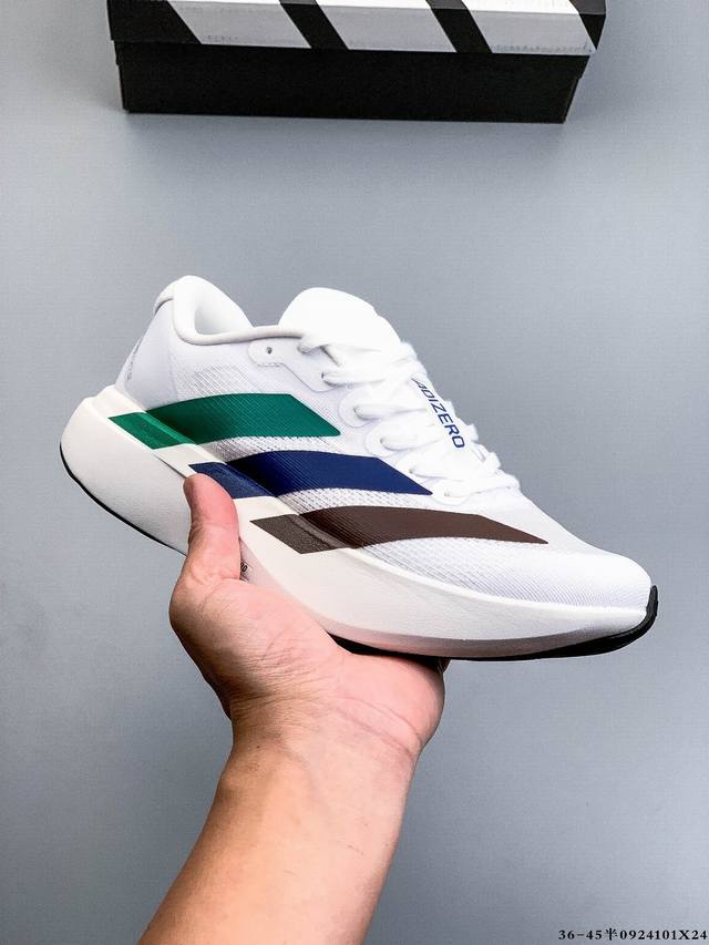 Adidas Adizero Evo Sl M马拉松飞线贾卡轻质透气休闲运动跑步鞋 采用双层透气网纱 Flywire动态飞线绑缚鞋面材质 内置Zoom小气垫装置