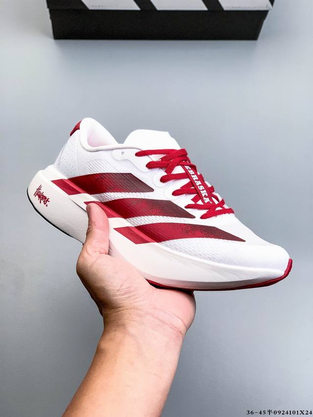 Adidas Adizero Evo Sl M马拉松飞线贾卡轻质透气休闲运动跑步鞋 采用双层透气网纱 Flywire动态飞线绑缚鞋面材质 内置Zoom小气垫装置