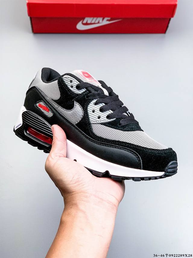 公司级！耐克 Wmns Nike Air Max 90 Oreo 半掌气垫全皮复古运动休闲慢跑鞋 0922289X28