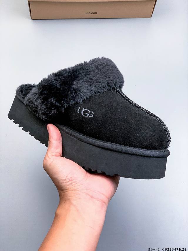 方克特厚底包头拖鞋Ugg 秋季休闲便鞋舒适毛毛拖鞋 0922347K24