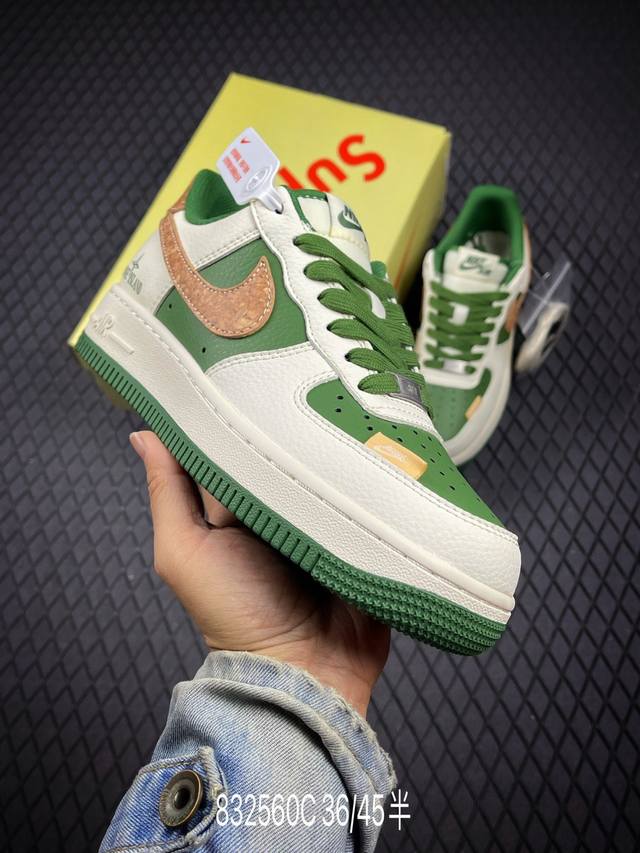 C 海外限量发售！公司级Nike Air Force 1 '07 Low “石头岛联名 米绿花卉”空军一号 低帮 运动鞋 休闲鞋 折边针车 工艺难度大 原楦头原