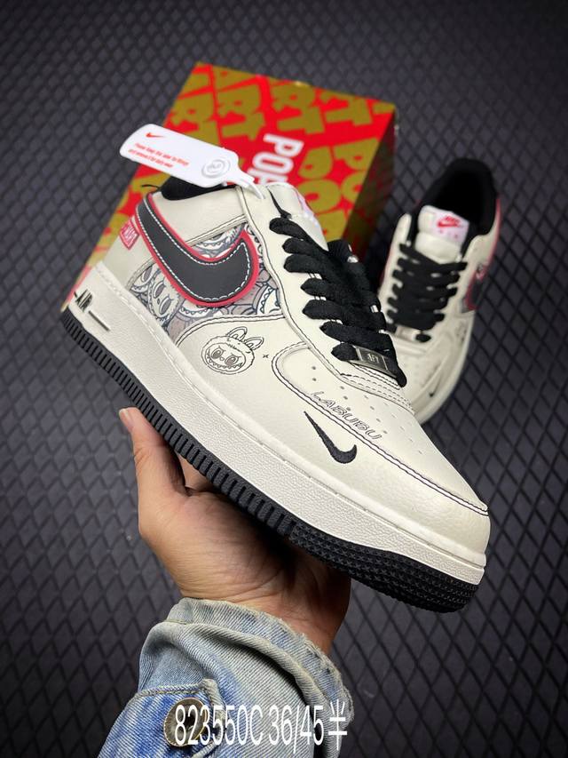 C 公司级Nike Air Force 1 '07 Low 泡泡玛特联名--漫画拉布布 空军一号低帮 运动鞋 休闲鞋 折边针车 工艺难度大 原楦头原纸板 高端定