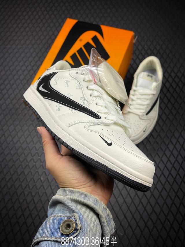 B Aj1倒勾Travis Scott X Air Jordan 1 ” Reverse Mocha “ Aj1乔1 Ts 闪电 联名倒钩 低帮文化篮球鞋 完美