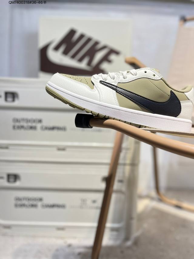 Air Jordan 1 Low Golf Sp Neutral Oliv Aj1乔丹一代高尔夫版系列低帮经典复古文化休闲运动鞋“Ts联名倒钩”Fz3124 Q