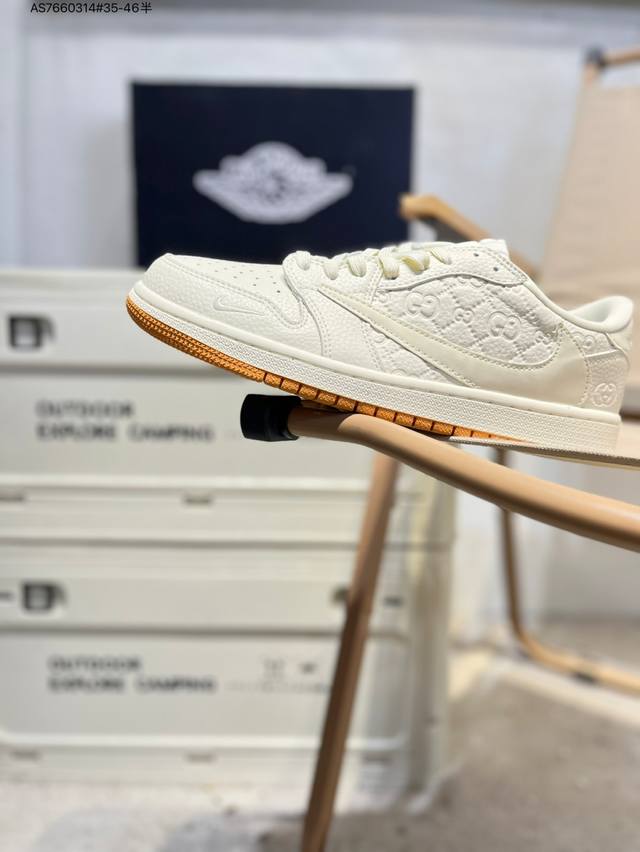 公司级头层皮古驰 X 乔丹Air Jordan 1 Low Aj1低帮系列篮球鞋 官方同步配色 原装级产物 #拒绝公底 立体鞋型 细节完美 高清洁度Ld2028