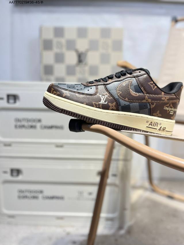 Lv X Nk Air Force 1'07 Low 空军一号低帮休闲板鞋 #定制皮料 原楦原纸板 纯正空军版型 高清洁度 内置全掌气垫Sc0601 Aa777