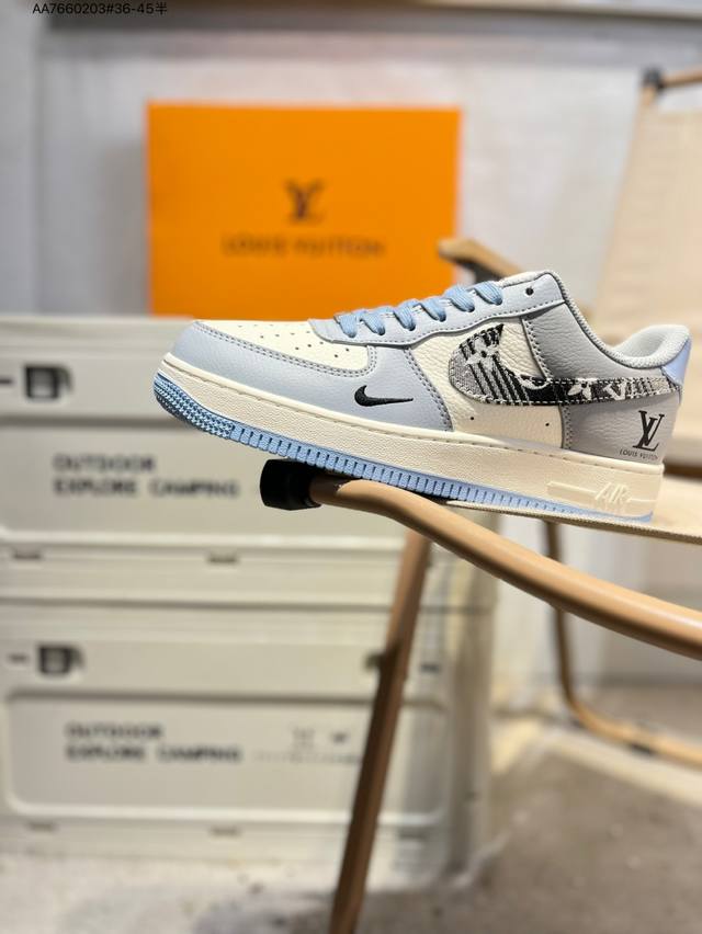 Lv X Nk Air Force 1'07 Low 空军一号低帮休闲板鞋 #定制皮料 原楦原纸板 纯正空军版型 高清洁度 内置全掌气垫Hs8068 Aa766