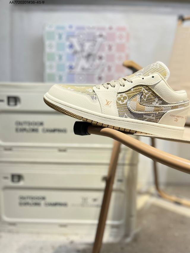 公司级头层皮Lv X 乔丹Air Jordan 1 Low Aj1低帮系列篮球鞋 官方同步配色 原装级产物 #拒绝公底 立体鞋型 细节完美 高清洁度Lr2025