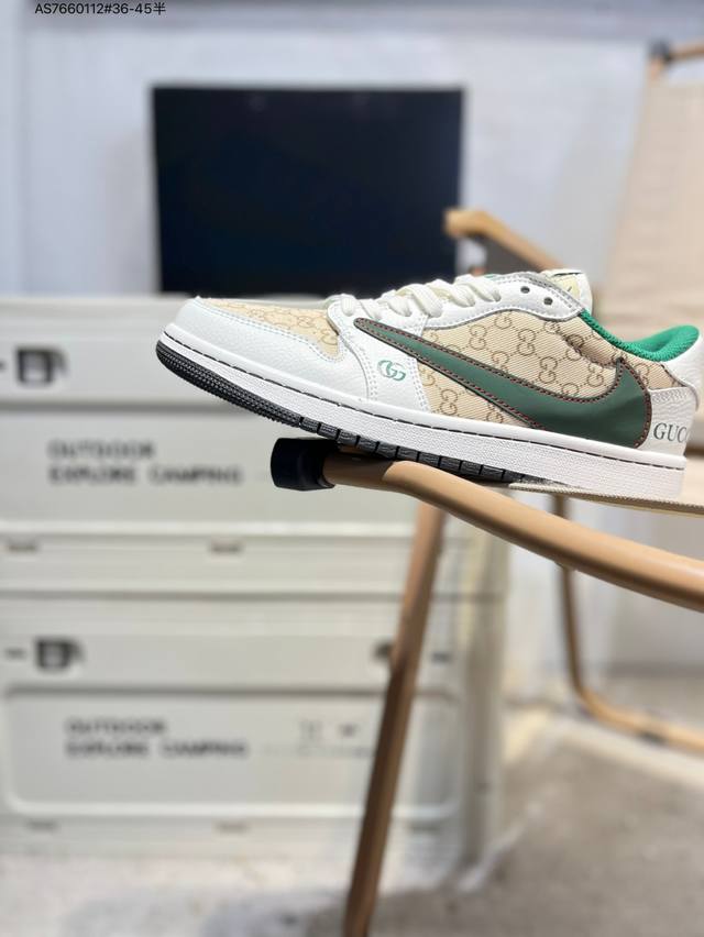古驰 X 乔丹Air Jordan 1 Low Aj1低帮系列篮球鞋 官方同步配色 原装级产物 #拒绝公底 立体鞋型 细节完美 高清洁度Dz5899 As766