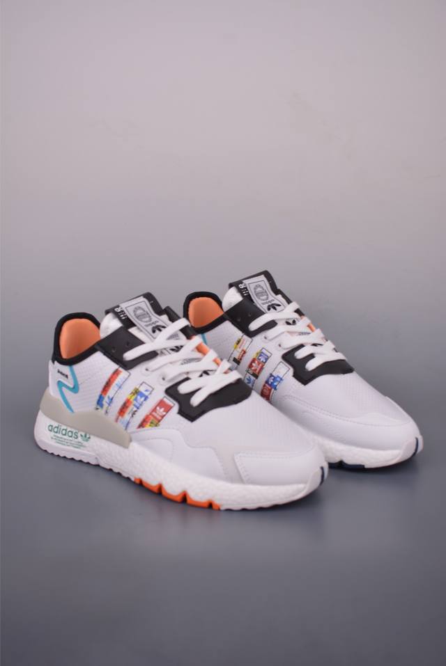 Ad Nite Jogger Boost 全新升级 三叶草 联名夜行者 充正首选 复古跑鞋原厂材料 原厂大底 私家独模 网布搭配麂皮拼接打造鞋面 极具复古风格鞋