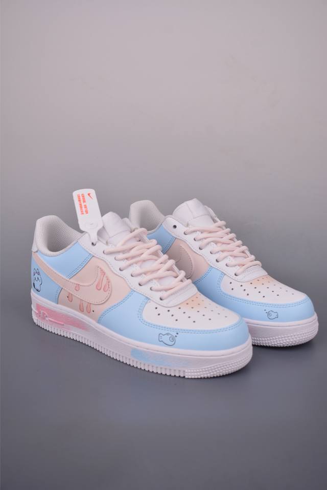 Nike Air Force 1 Low 蓝粉夏日 原楦头原纸板 打造纯正空军版型 专注外贸渠道 全掌内置蜂窝气垫 原盒配件 原厂中底钢印、拉帮完美 官方货号: