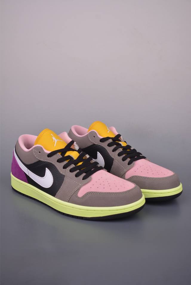 Air Jordan 1 Low 粉紫棕撞色 Aj1乔1低帮休闲板鞋 同步官方配色 市场唯一独家头层皮打造 原鞋原档案开发 原厂皮料 原档冲孔鞋头 正确满胶鞋垫