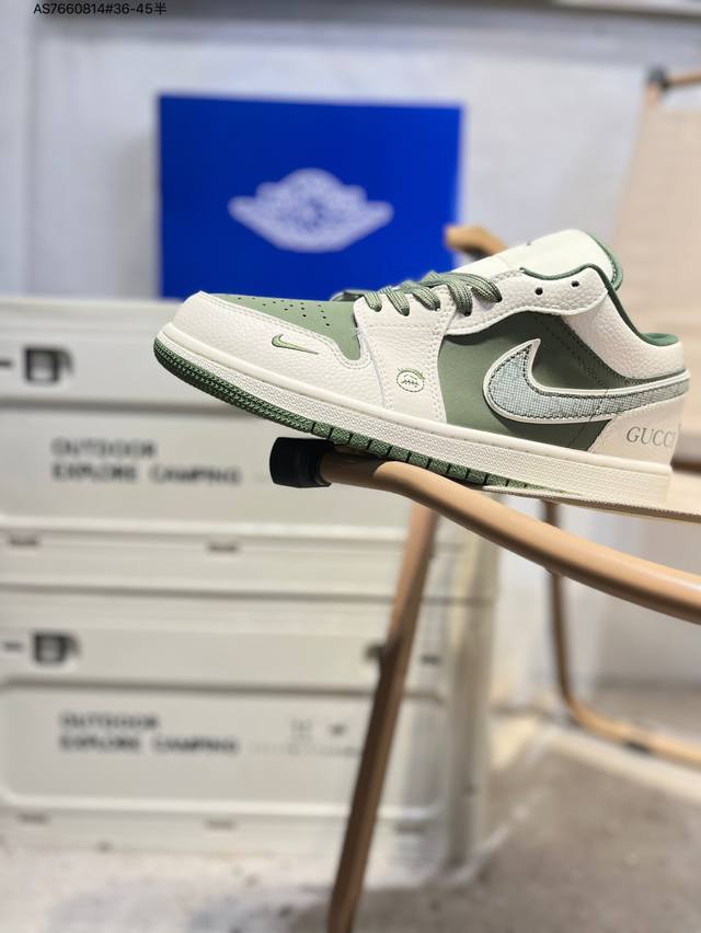 公司级头层皮古驰 X 乔丹Air Jordan 1 Low Aj1低帮系列篮球鞋 官方同步配色 原装级产物 #拒绝公底 立体鞋型 细节完美 高清洁度Qr2025