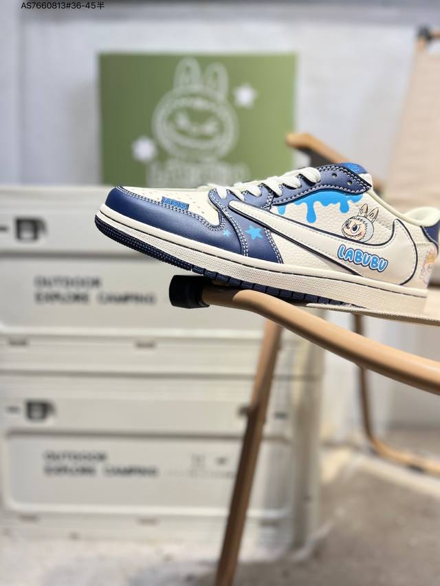 公司级头层皮拉布布 X 乔丹Air Jordan 1 Low Aj1低帮系列篮球鞋 官方同步配色 原装级产物 #拒绝公底 立体鞋型 细节完美 高清洁度Dz589