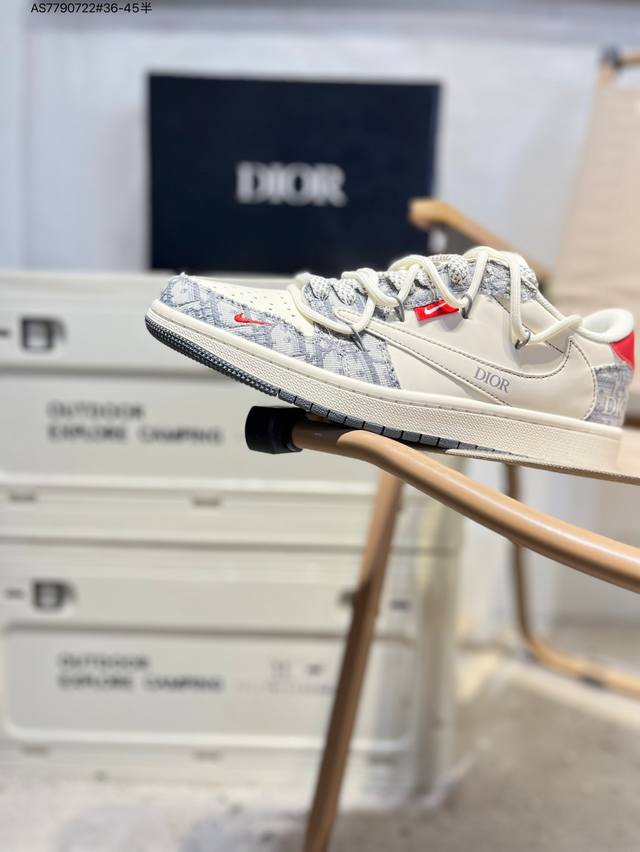 公司级头层皮迪奥 X 乔丹Air Jordan 1 Low Aj1低帮系列篮球鞋 官方同步配色 原装级产物 #拒绝公底 立体鞋型 细节完美 高清洁度Ht5088