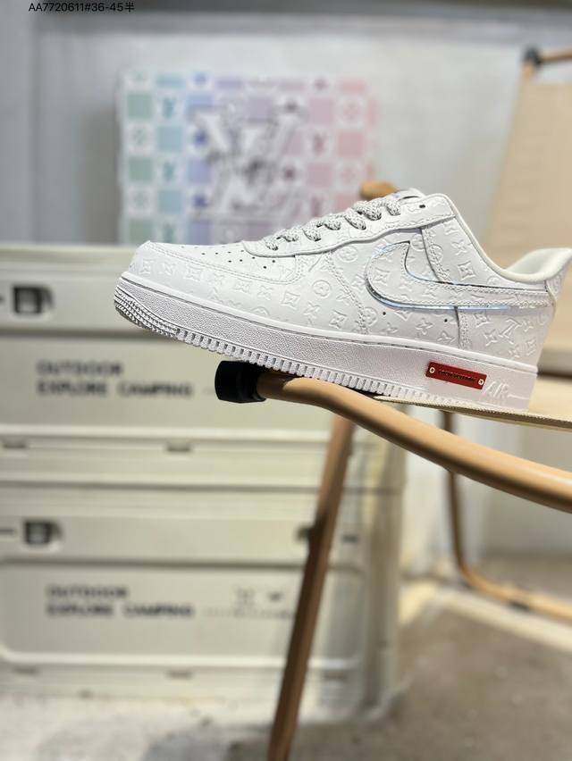 Lv X Nk Air Force 1'07 Low 空军一号低帮休闲板鞋 #定制皮料 原楦原纸板 纯正空军版型 高清洁度 内置全掌气垫Xl1979 Aa772