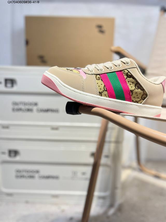 Gucci Distressed Screener Sneaker古驰经典小脏鞋原型复古百搭老爹板鞋 复古学院风677423 Qx7040609#36-41半