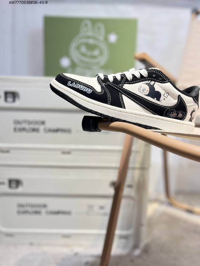 公司级头层皮拉布布 X 乔丹Air Jordan 1 Low Aj1低帮系列篮球鞋 官方同步配色 原装级产物 #拒绝公底 立体鞋型 细节完美 高清洁度Dd786